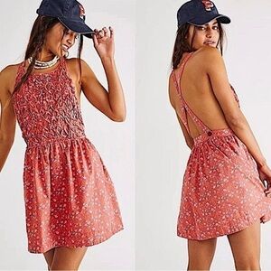 Free People Petunia Mini Fit & Flare Dress Poppy M NWT!